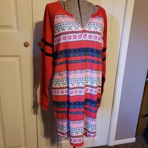 Maurices Sleigh Waffle Knit Long Sleeve Night Gown